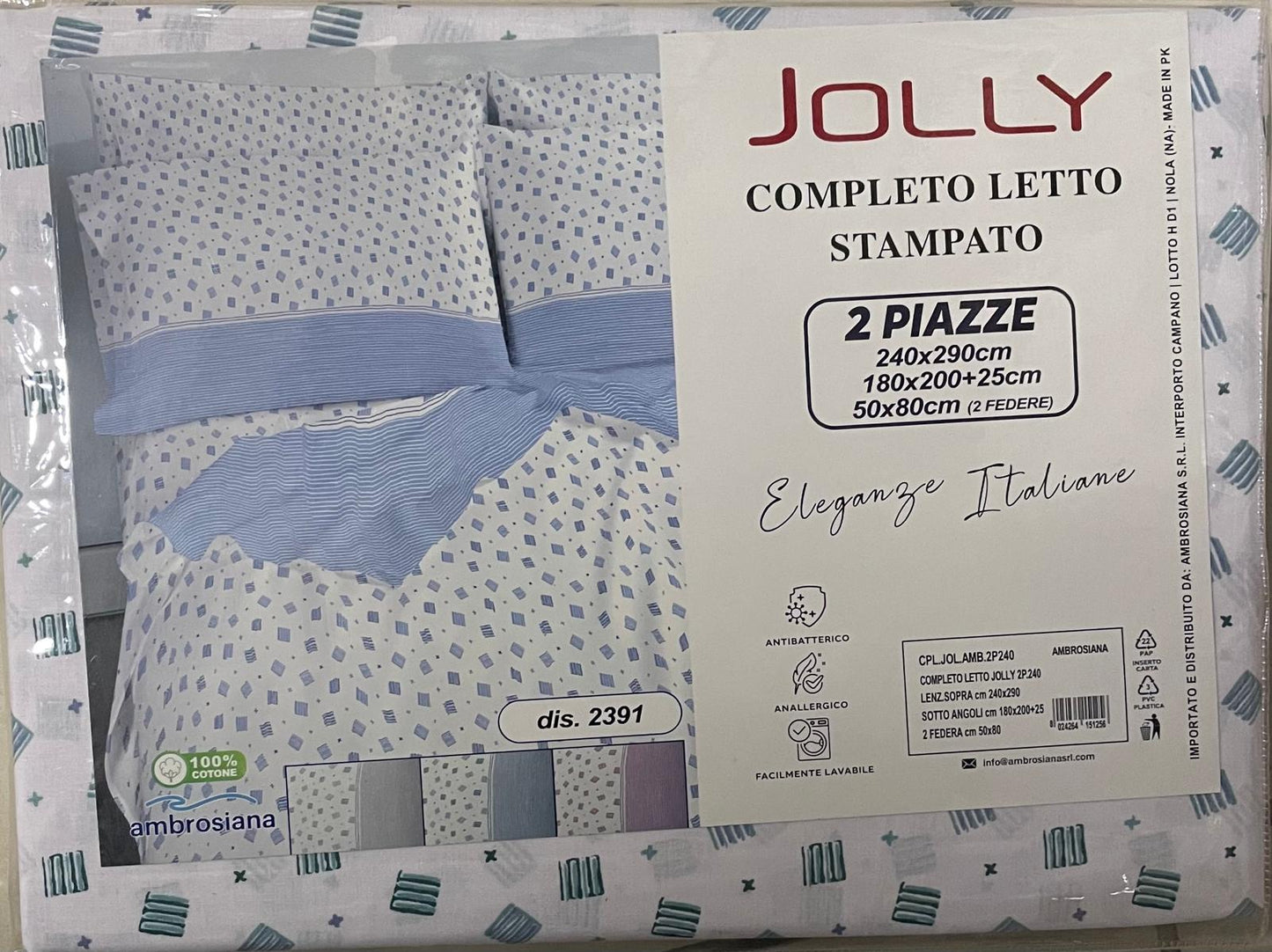 Set Lenzuola AMBROSIANA JOLLY MATRIMONIALE in Cotone Stampato