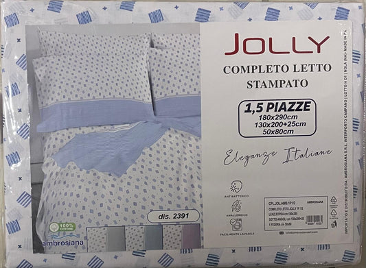 Set Lenzuola AMBROSIANA JOLLY UNA PIAZZA e MEZZA in Cotone Stampato