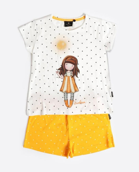 Pigiama SANTORO (Aznar) da Bambina in Cotone Maglia Mezza Manica e Pantaloncino Corto