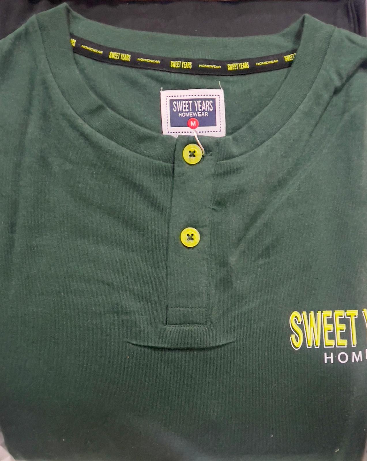 Pigiama SWEET YEARS da Uomo in Cotone Pantalone Lungo e Manica Lunga in Due Varianti Jeans/Blu e Verde/Nero