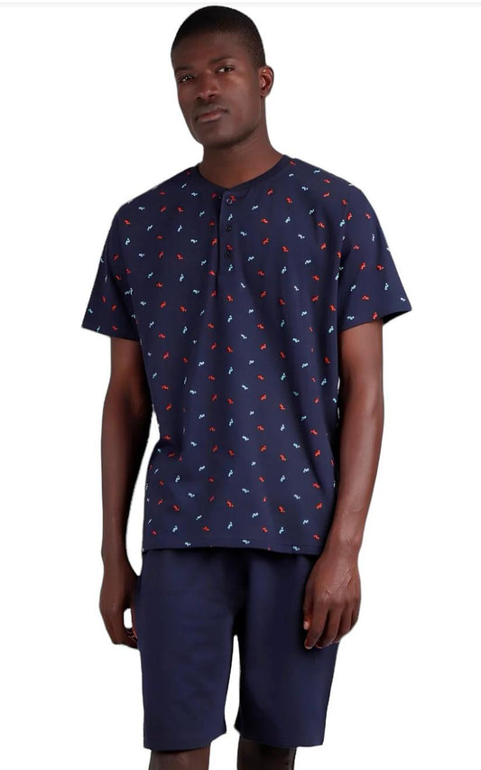 Pigiama ADMAS da UOMO Primavera - Estate in COTONE con Maglia  Mezze Maniche e Pantaloncino CORTO