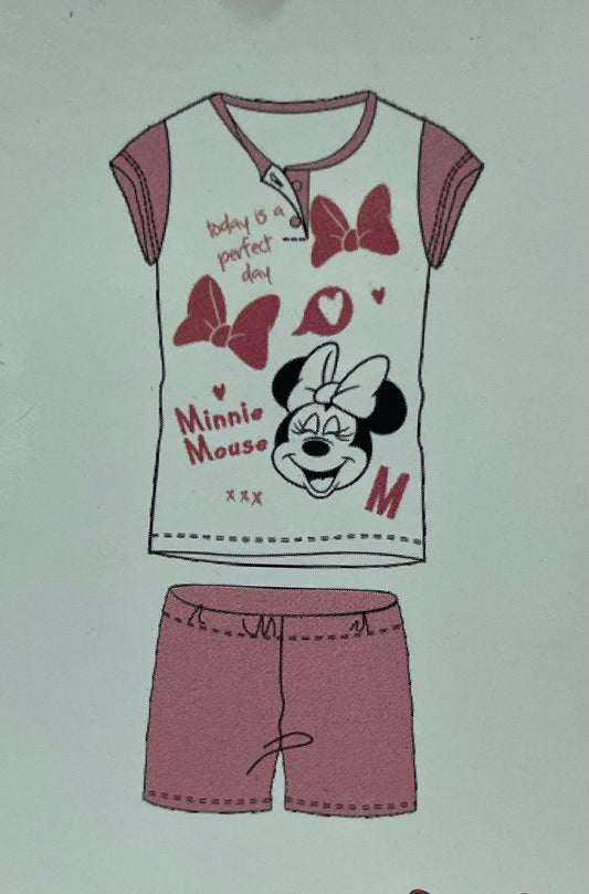 Pigiama MICKEY MOUSE da Bambina in Cotone Maglia Mezza Manica e Pantaloncino Corto
