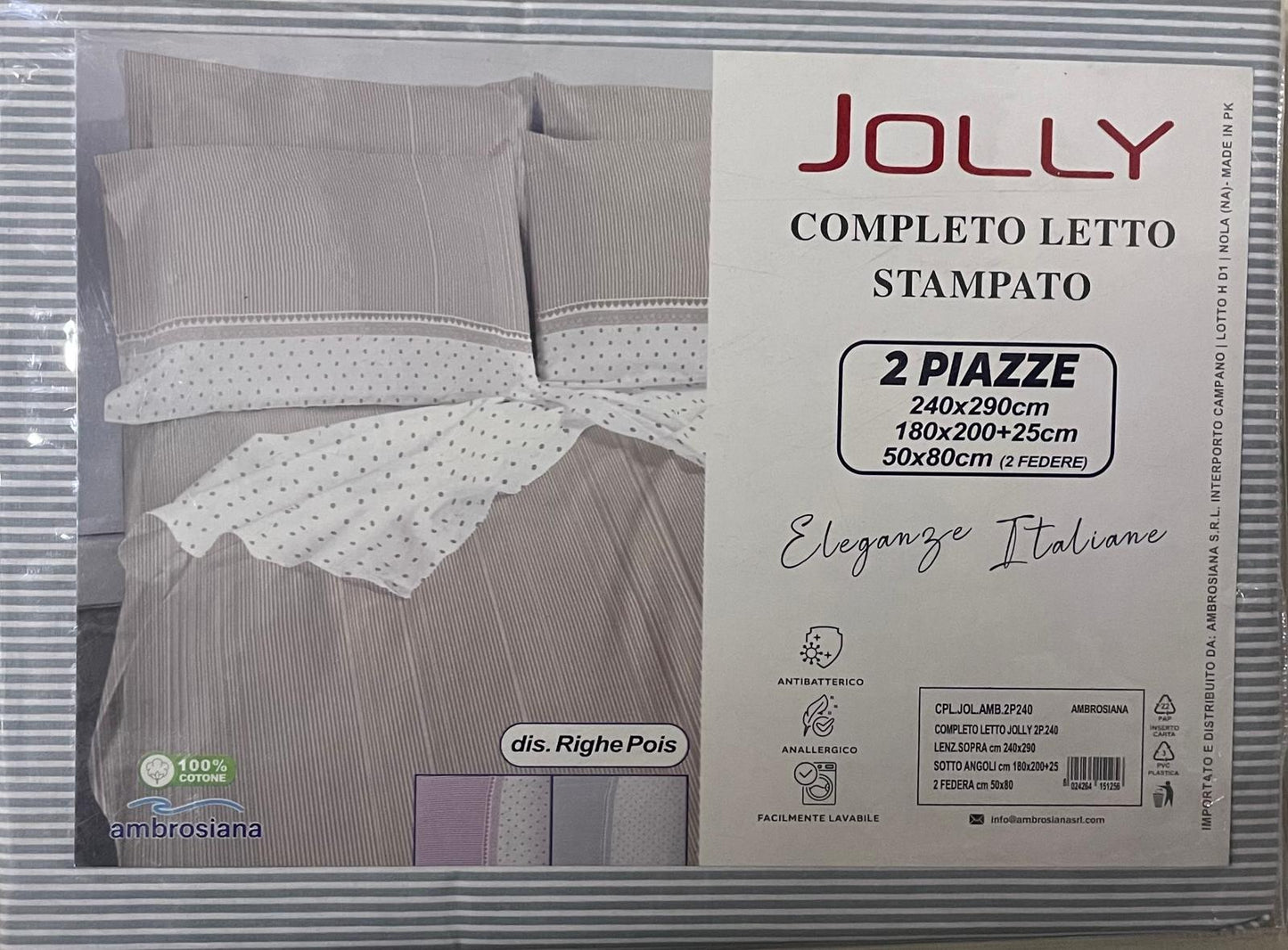 Set Lenzuola AMBROSIANO JOLLY MATRIMONIALE in Cotone Stampato