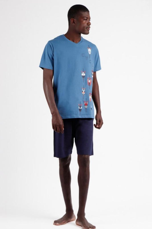 Pigiama ADMAS da UOMO Primavera - Estate in COTONE con Maglia Mezza Manica e Pantaloncino CORTO