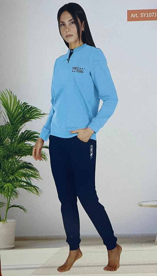 Pigiama SWEET YEARS da Donna in Cotone in due tonalità di colore Maglia Manica Lunga e Pantalone Lungo