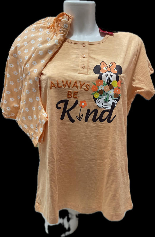 Pigiama DISNEY (ADMAS) da DONNA Primavera - Estate in COTONE con Maglia Mezze Maniche e Pantaloncino CORTO