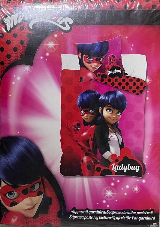 Set Lenzuola UNA PIAZZA in Cotone Personaggi LADYBUG - Sopra, Sotto con angoli e Federa