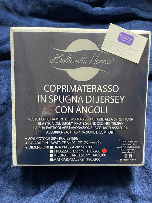Coprimaterasso BOTTICELLI Una Piazza e Mezza In Spugna di Jersey con ANGOLI