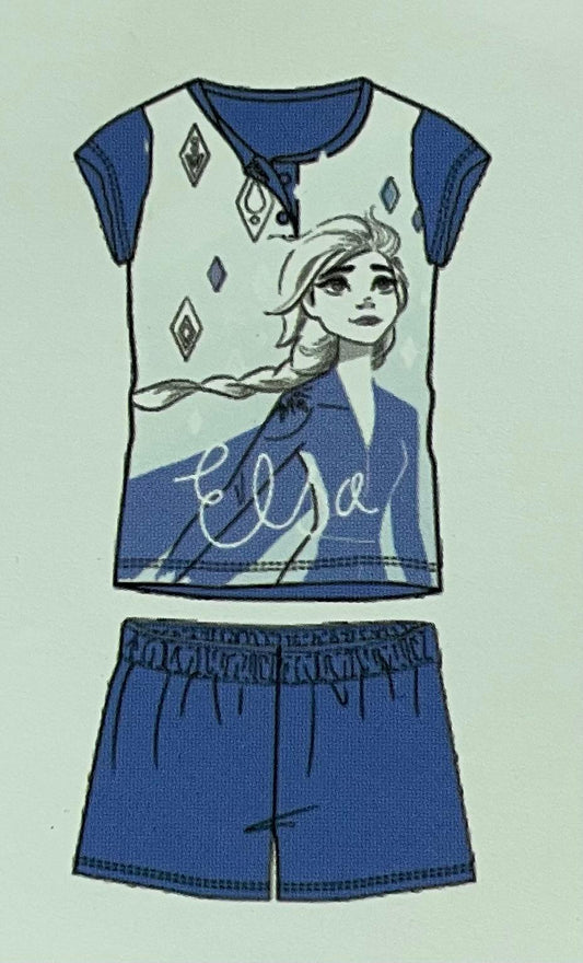 Pigiama DISNEY FROZEN da Bambina in Cotone Maglia Mezza Manica Pantaloncino Corto