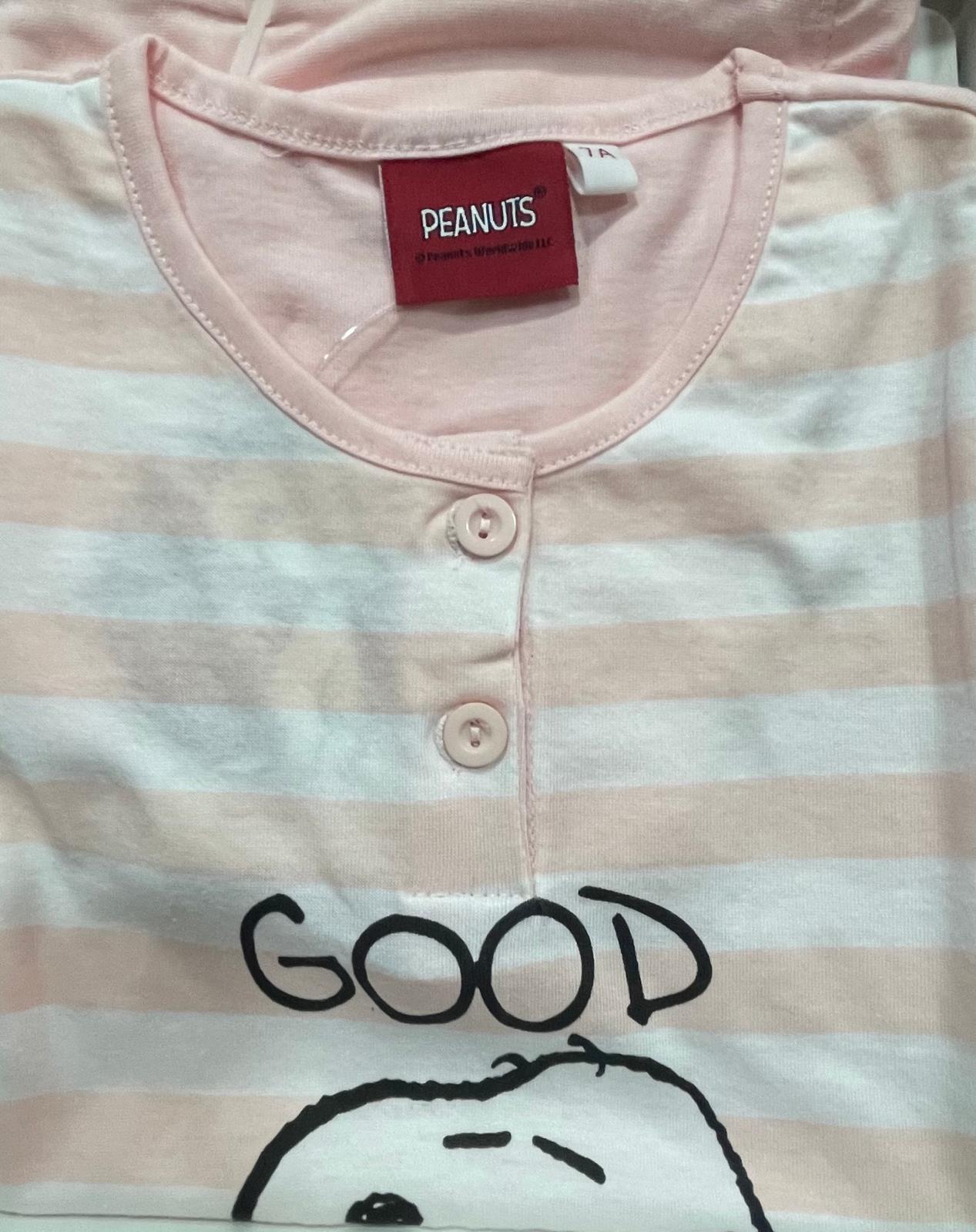 Pigiama PEANUTS da Bambina in Cotone Maglia Mezza Manica e Pantaloncino Corto