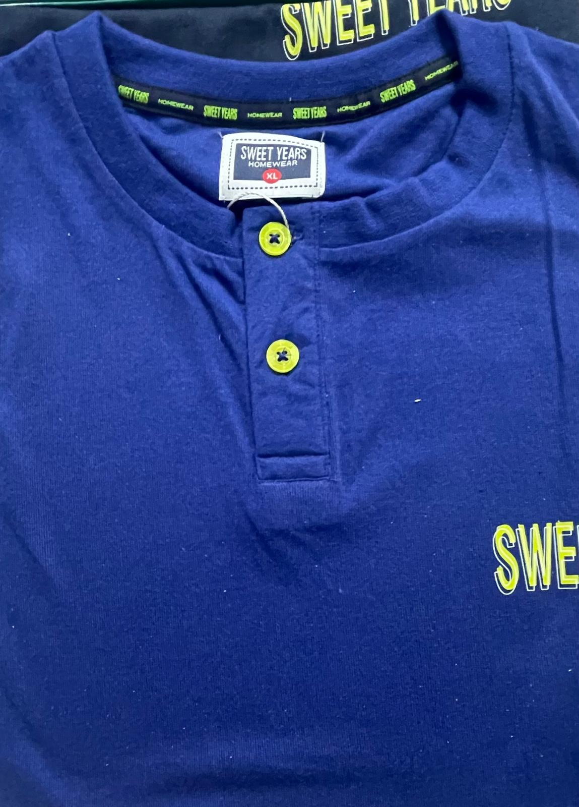 Pigiama SWEET YEARS da Uomo in Cotone Pantalone Lungo e Manica Lunga in Due Varianti Jeans/Blu e Verde/Nero