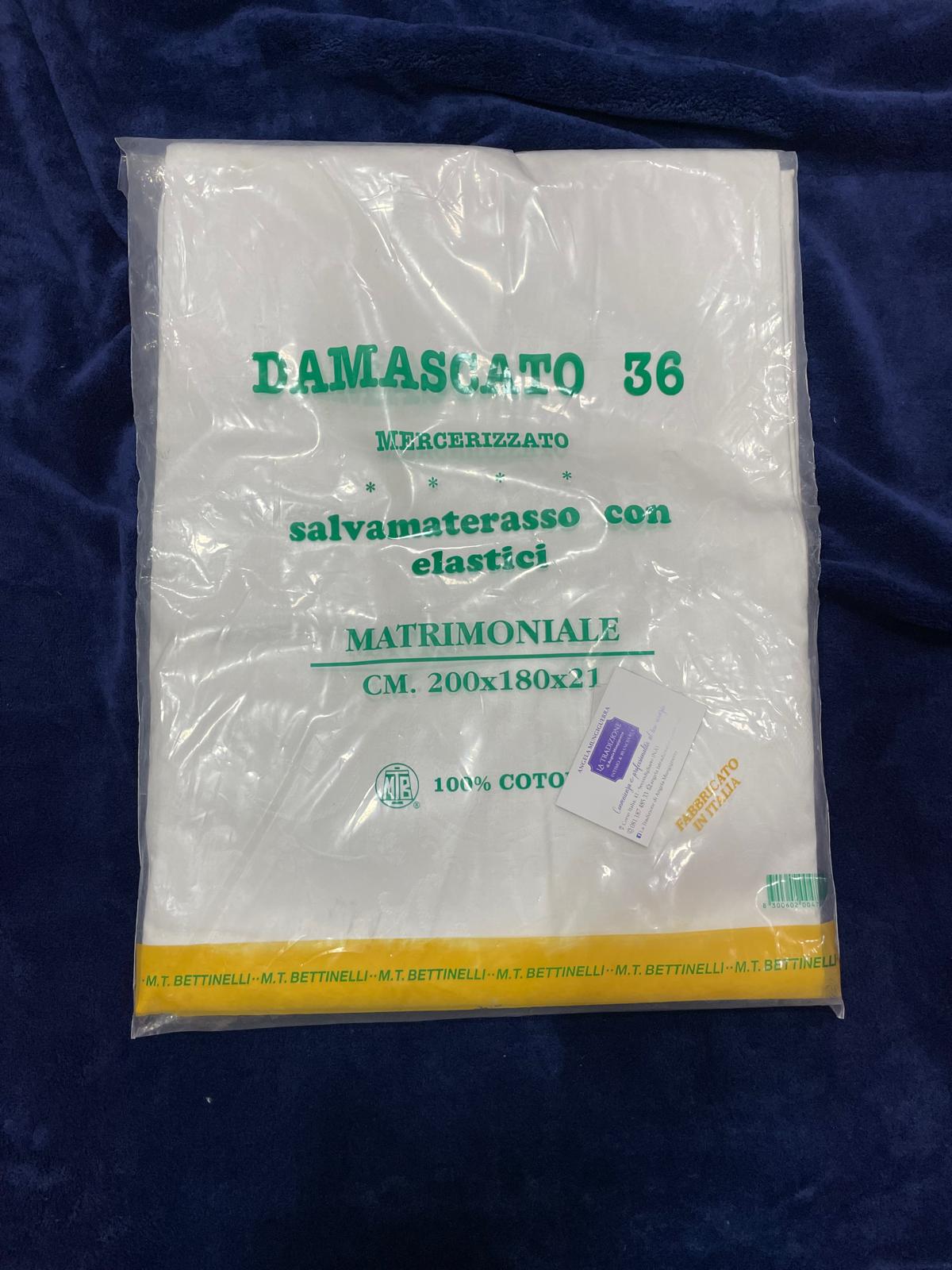 Coprimaterasso DAMASCATO 36 Matrimoniale in cotone Damascato con Angoli