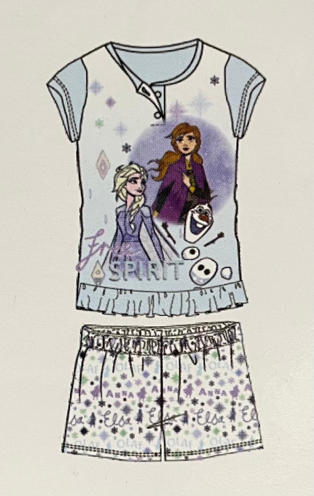 Pigiama DISNEY FROZEN da Bimba in Cotone Maglia Mezza Manica e Pantaloncino Corto
