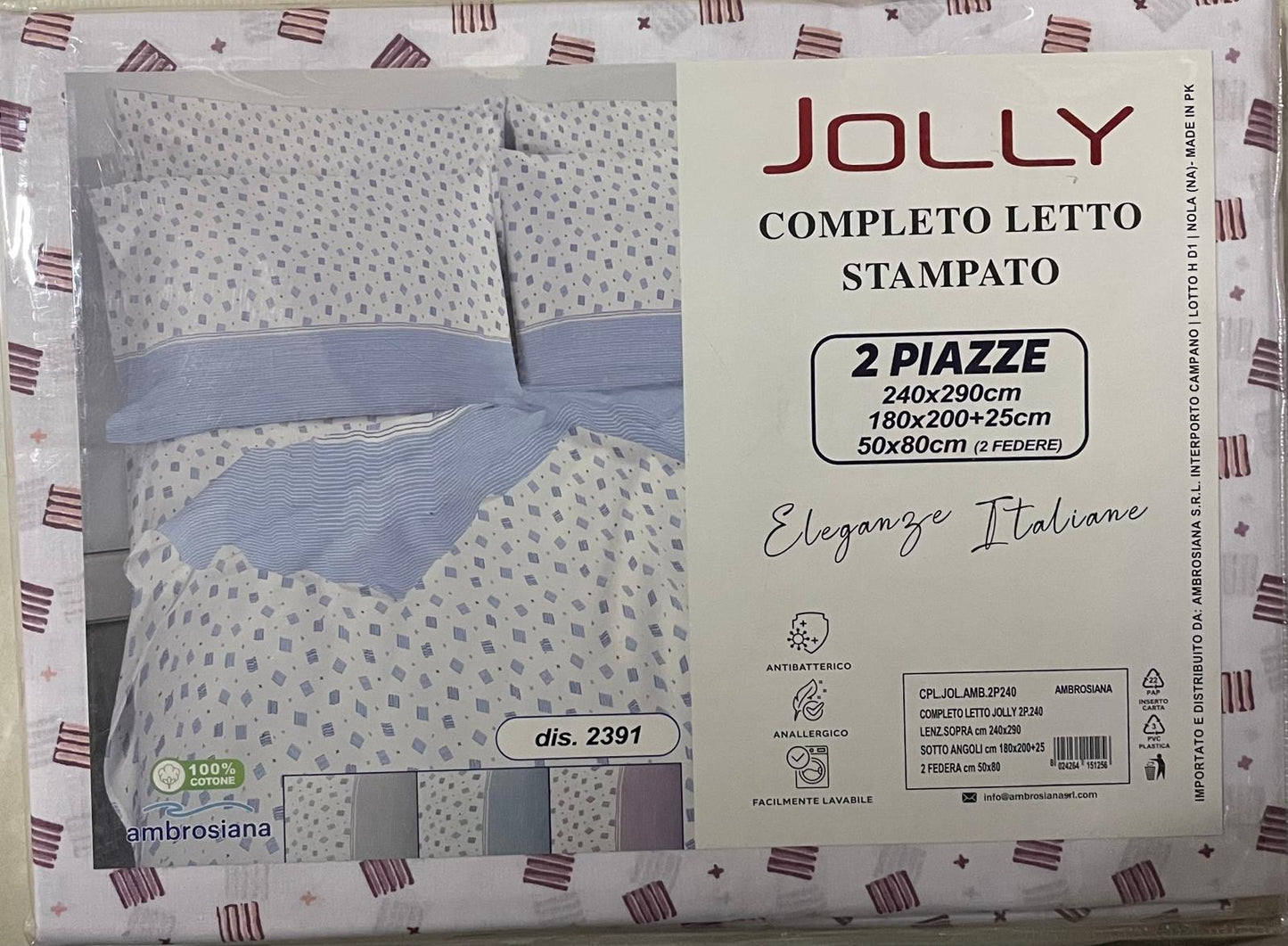 Set Lenzuola AMBROSIANA JOLLY MATRIMONIALE in Cotone Stampato