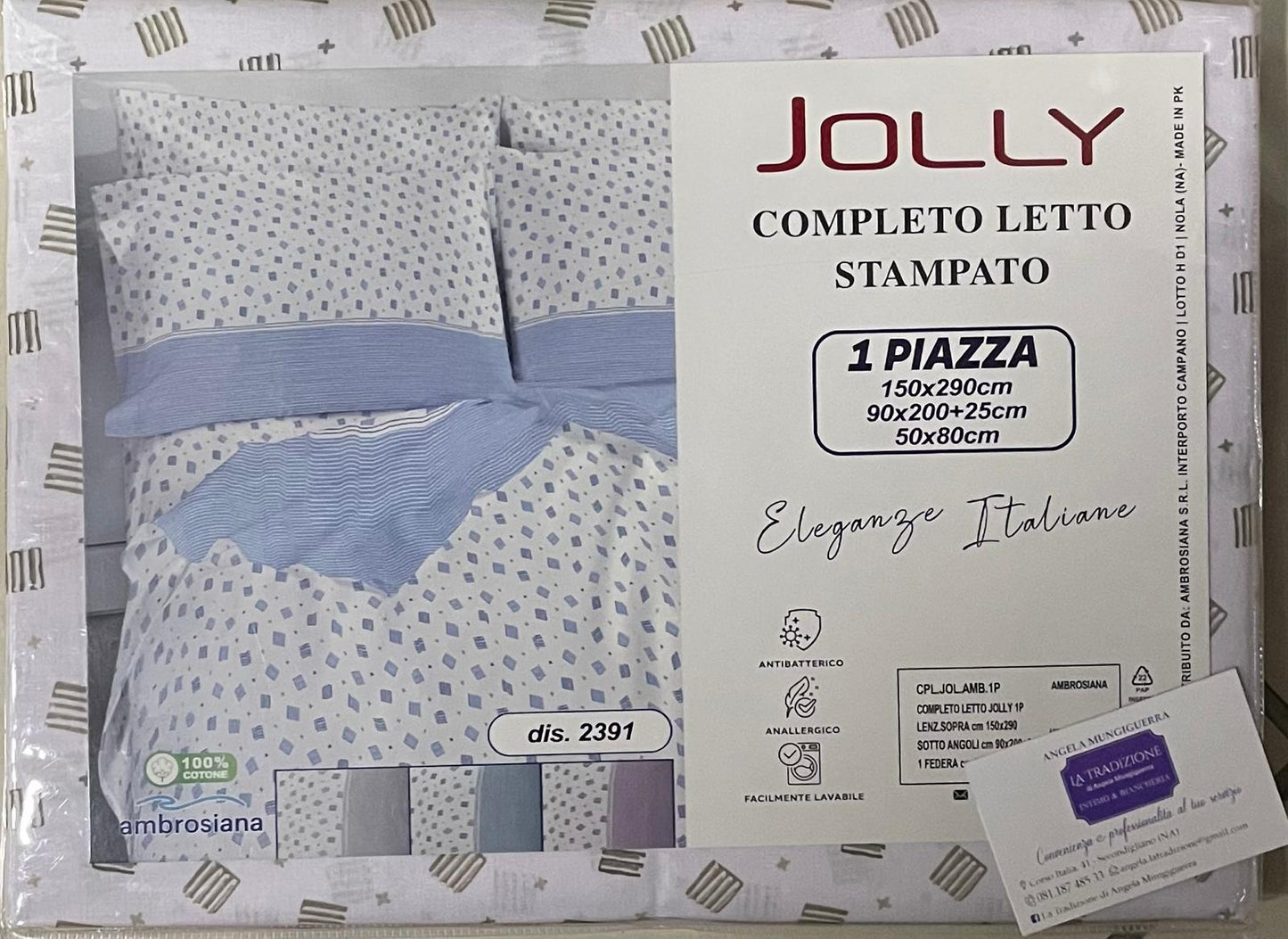 Set Lenzuola AMBROSIANA JOLLY UNA PIAZZA in Cotone Stampato