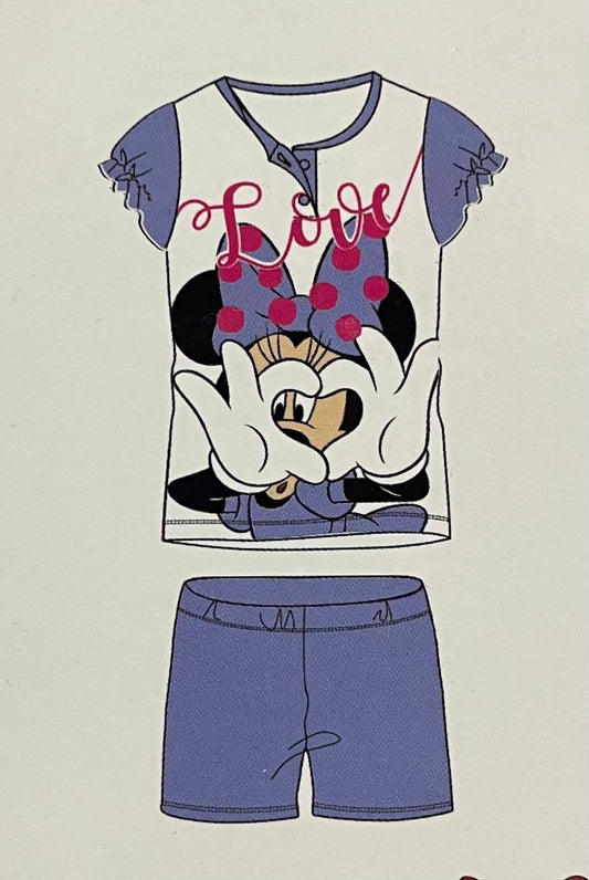 Pigiama MICKEY MOUSE da Bambina in Cotone Maglia Mezza Manica e Pantaloncino Corto