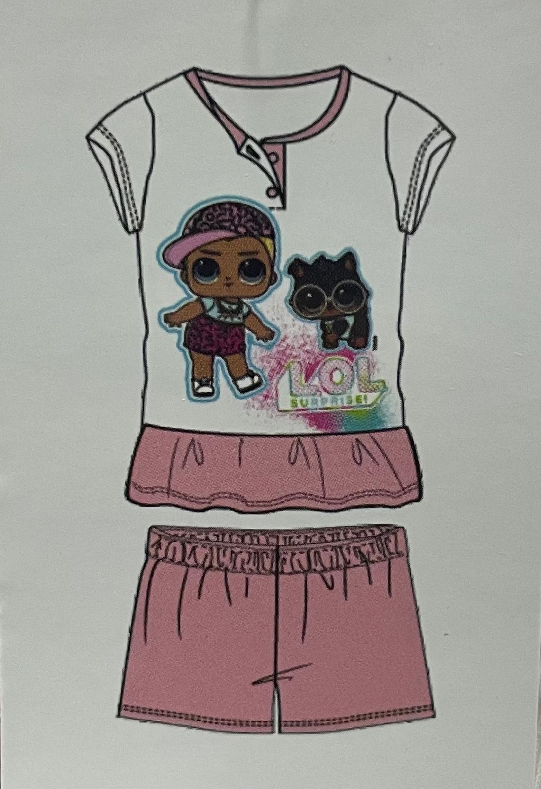 Pigiama LOL SURPRISE da Bambina in Cotone Maglia Mezza Manica e Pantaloncino Corto