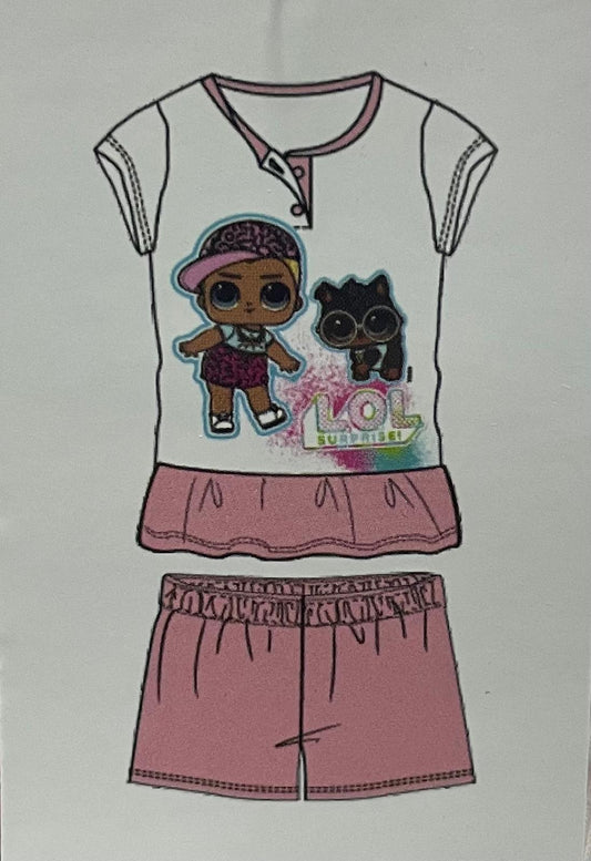 Pigiama LOL SURPRISE da Bambina in Cotone Maglia Mezza Manica e Pantaloncino Corto