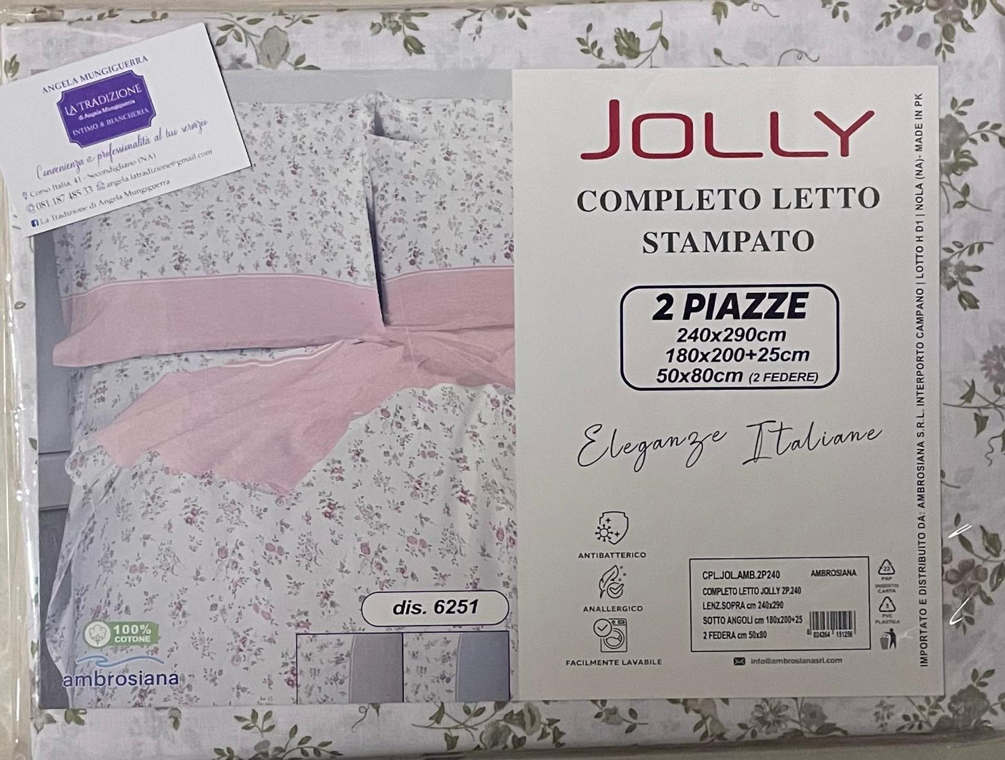 Set Lenzuola AMBROSIANA JOLLY MATRIMONIALE in Cotone Stampato