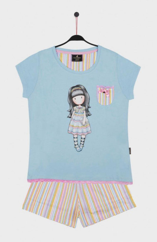 Pigiama SANTORO (Aznar) da BAMBINA in Cotone Maglia Mezza Manica e Pantaloncino Corto