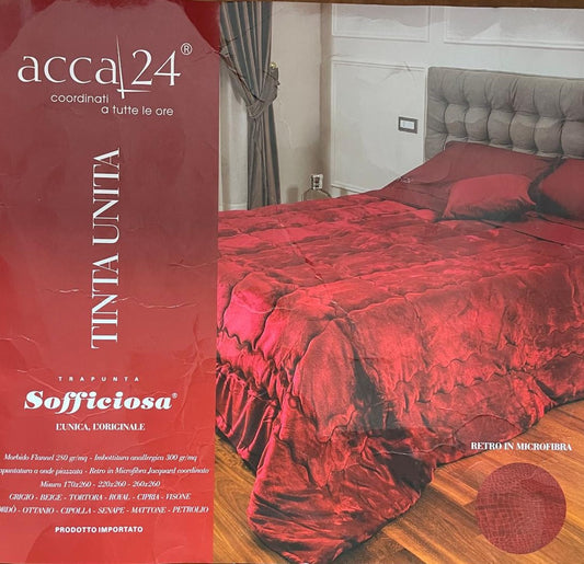 Trapunta ACCA 24 MATRIMONIALE in Flannel TINTA UNITA retro in Microfibra Coordinato