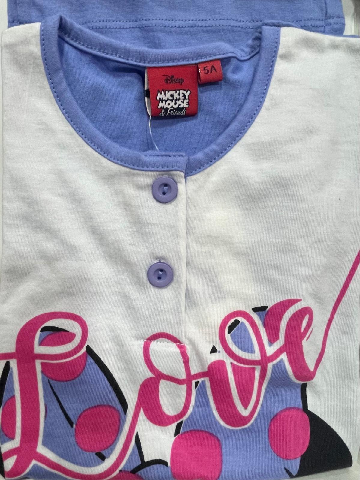 Pigiama MICKEY MOUSE da Bambina in Cotone Maglia Mezza Manica e Pantaloncino Corto