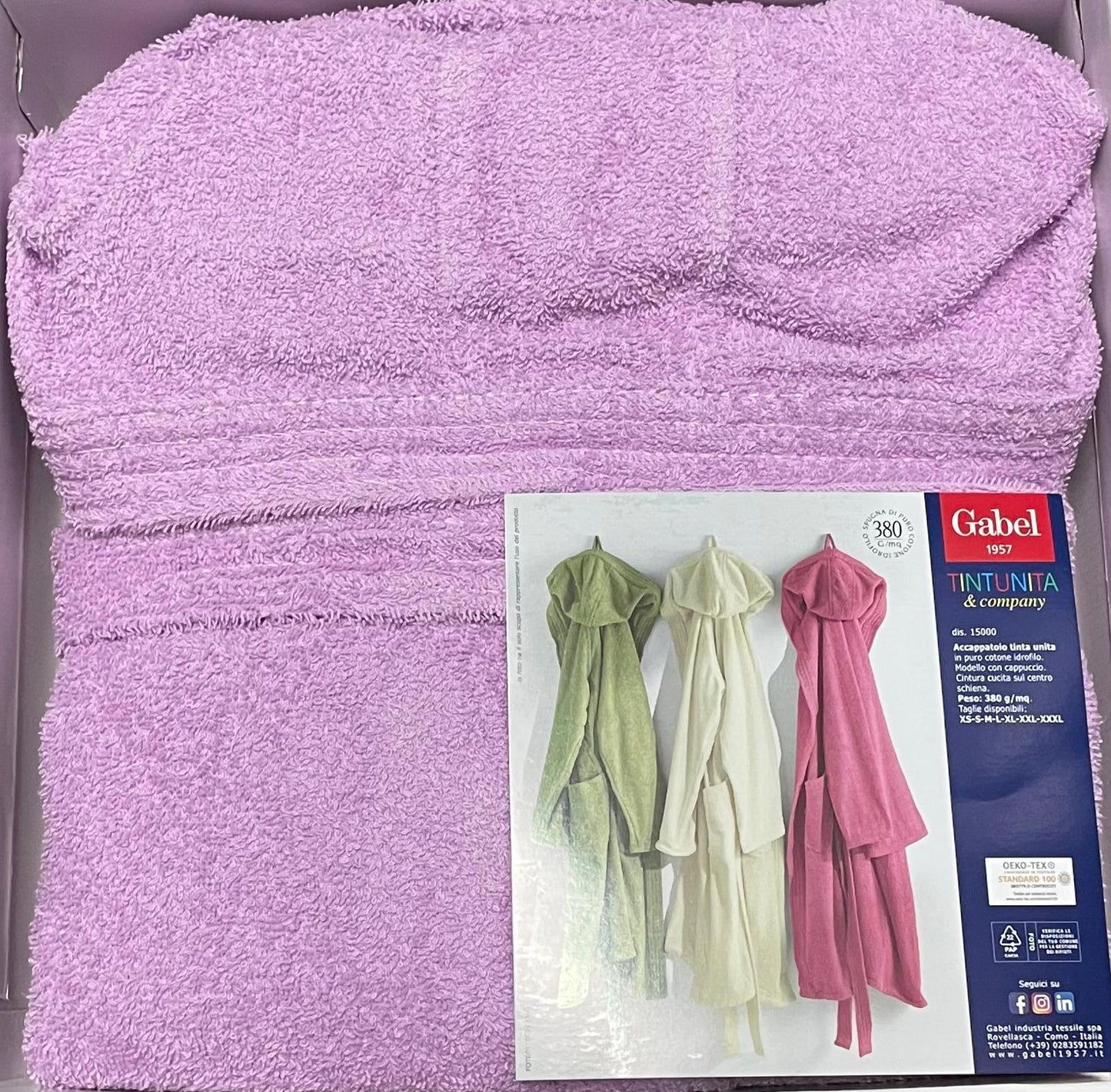 Accappatoio GABEL TINTAUNITA con Cappuccio in Spugna
