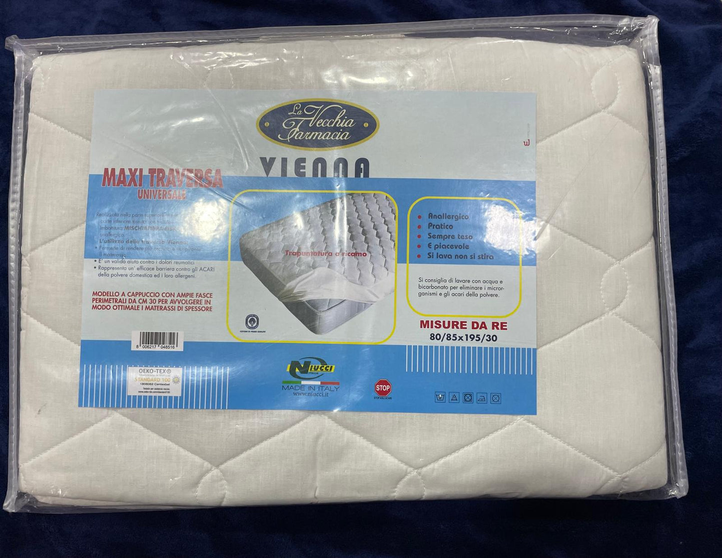 Coprimaterasso NIUCCI Matrimoniale mod. VIENNA Trapuntata a Ricamo con Angoli