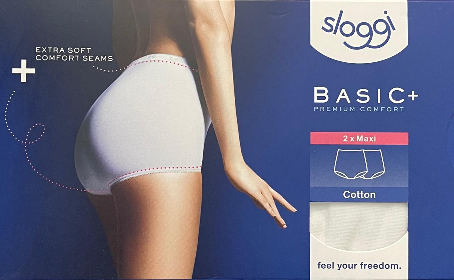 SLOGGI Slip Donna in Cotone BASIC MAXI in CONFEZIONE DA DUE PEZZI