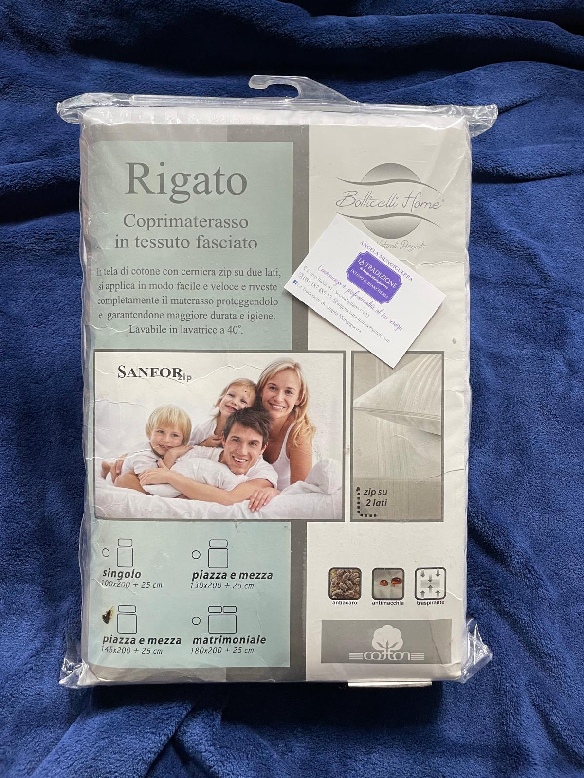 Coprimaterasso Botticelli Una Piazza e Mezza RIGATO in Cotone Tessuto Fasciato con Angoli