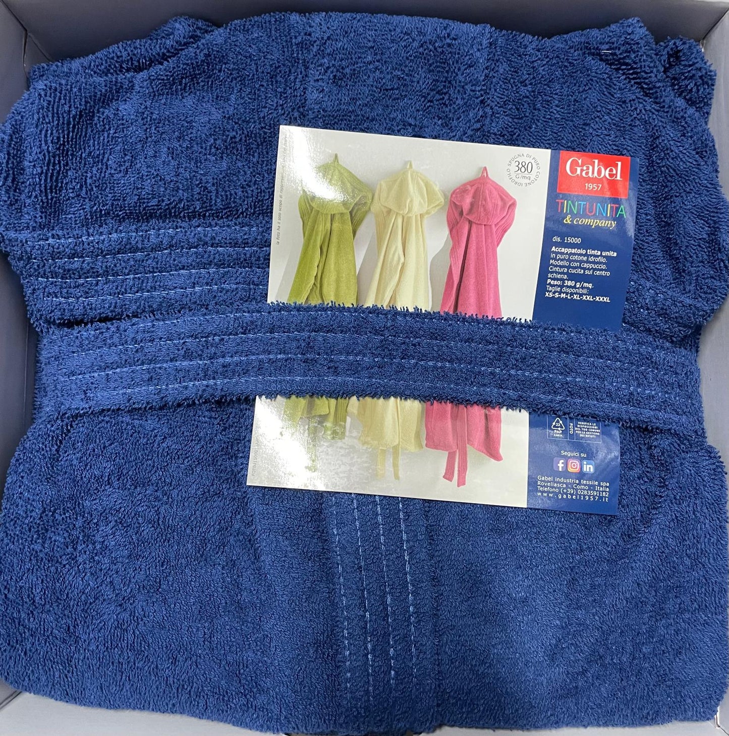 Accappatoio GABEL TINTAUNITA con Cappuccio in Spugna