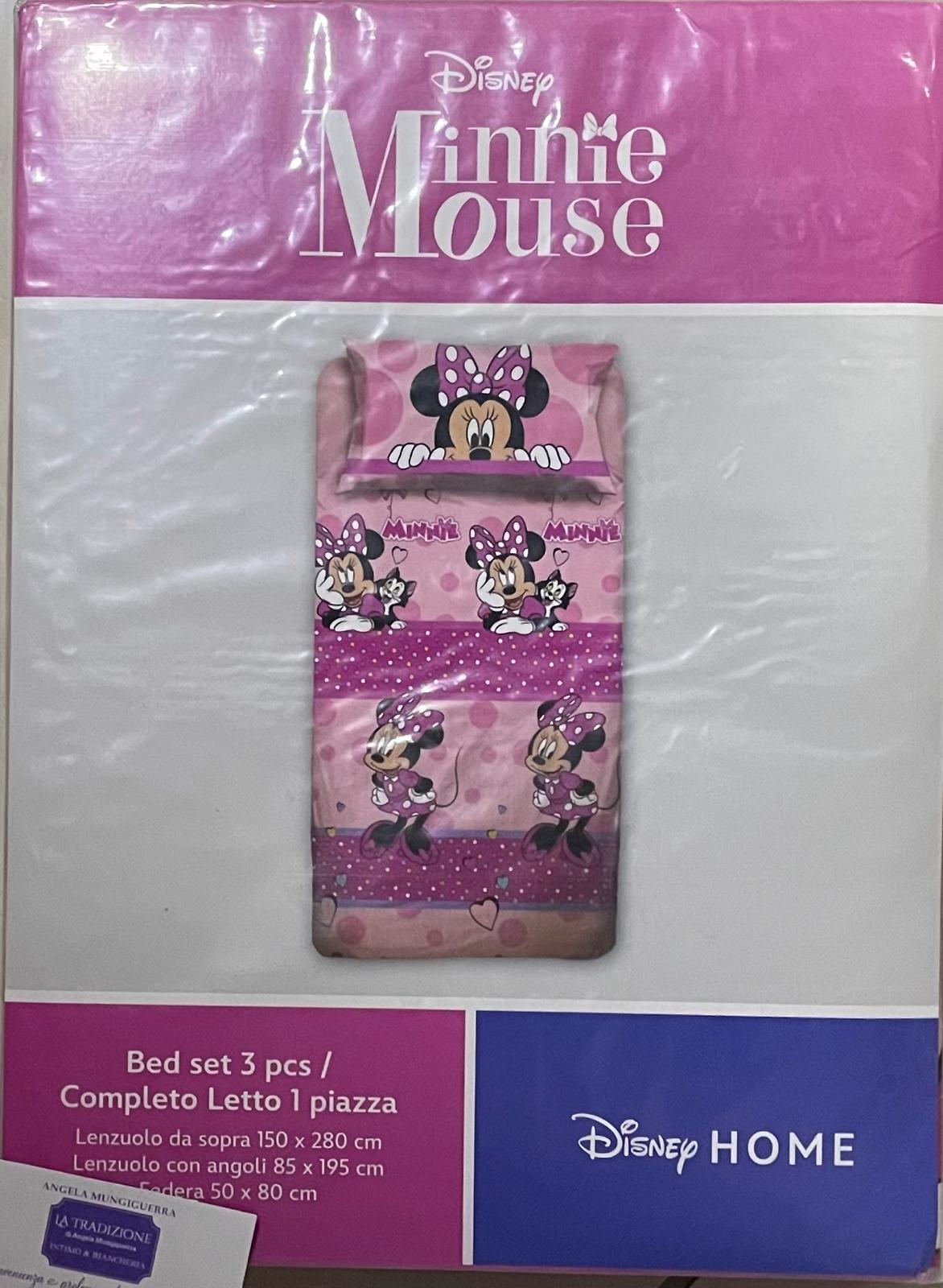 Set Lenzuola UNA PIAZZA in Cotone Personaggi MINNIE - Sopra, Sotto con angoli e Federa