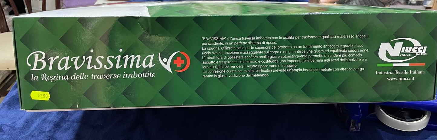 Coprimaterasso NIUCCI Matrimoniale mod. "BRAVISSIMA" in spugna Imbottita e Trapuntata a Ricamo - con Angoli