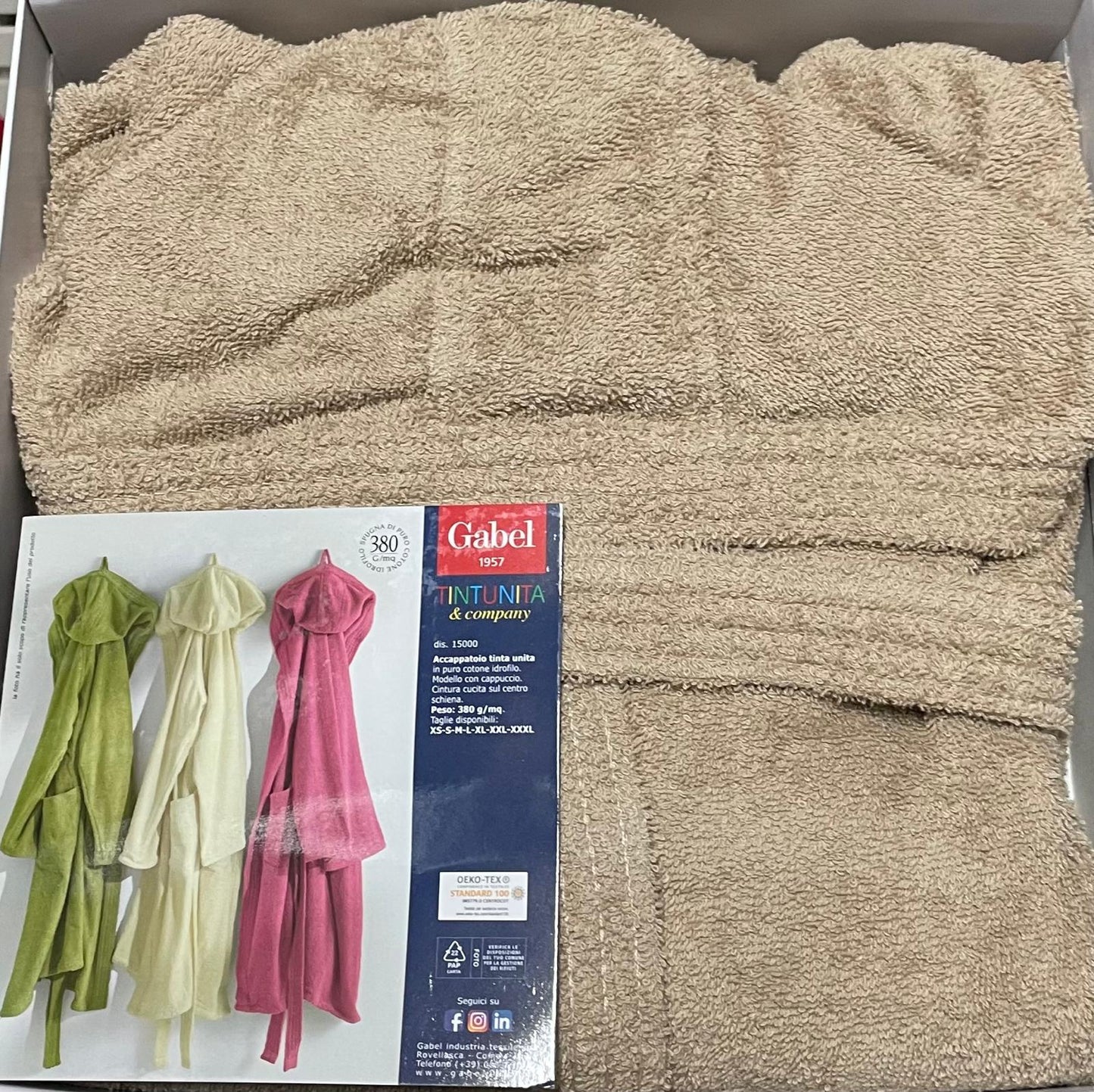 Accappatoio GABEL TINTAUNITA con Cappuccio in Spugna