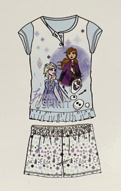 Pigiama DISNEY FROZEN da Bimba in Cotone Maglia Mezza Manica e Pantaloncino Corto