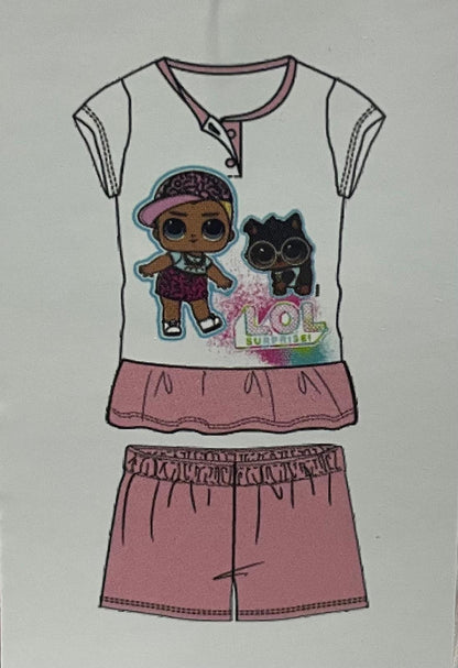 Pigiama LOL SURPRISE da Bambina in Cotone Maglia Mezza Manica e Pantaloncino Corto